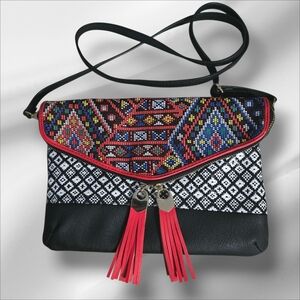 Aldo Drymon Geometric Woven Red Black & White Crossbody